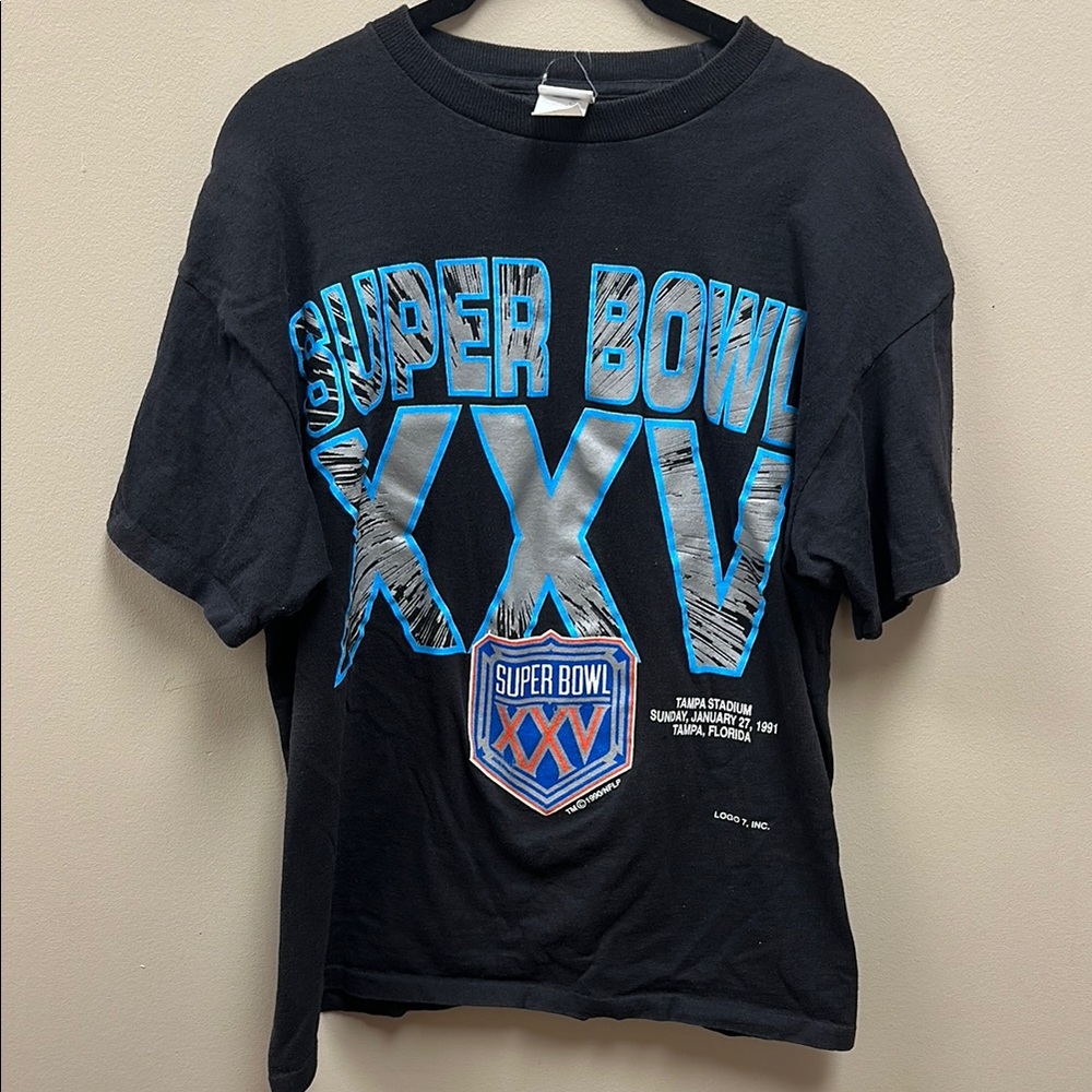 Vintage Black and Blue Super Bowl XXV Tee